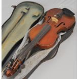 Violin, with bow, cased.