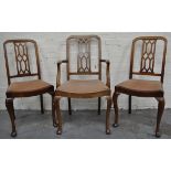 Set of six Edwardian mahogany dining chairs.