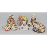 Collection of Royal Crown Derby paperweights, including teddy bear gold stopper 12cm,