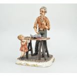 Capodimonte group, The Tailor, indistinctly signed, height 34cm and a similar group, The Cobbler,
