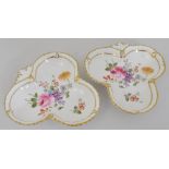 Two Royal Crown Derby trefoil dishes, Derby posies pattern and an oval dish, cracked, (3).
