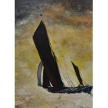 English School, Sailing barge, 'Torment', oil on board, unsigned, 79cm x 64cm.