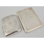 Silver cigarette case, rectangular form, engine turned and with blank cartouche, JG Limited,