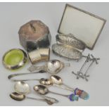 Dutch silver miniature sofa, import marks for London 1902, pair of silver napkin rings,