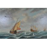 Anderson, A Naval Battle, bears signature, oil on canvas.