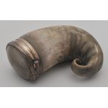 A 19th Century rams horn mull with hinged top, (a.f.