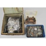 Collection of medallions, commemorative medals, badges, together with a small collection of coins.