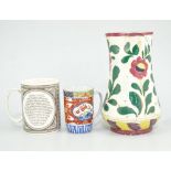 Collection of miscellaneous jugs and vases, including a Royal Crown Derby coffee can and saucer,