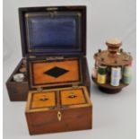 Victorian mahogany tea caddy, crossbanding and boxwood stringing, inlaid interior, 18.