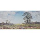 Alwyn Crawshaw, Spring landscape, oil on canvas, signed, 50cm x 100cm.