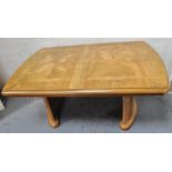 Oak boardroom table, with two extra leaves, maximum 218cm.
