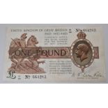 The Fisher Signed £1 Treasury Note, In presentation booklet. Good clean example.