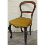 Pair of Victorian walnut ballon back dining chairs, 46cm.