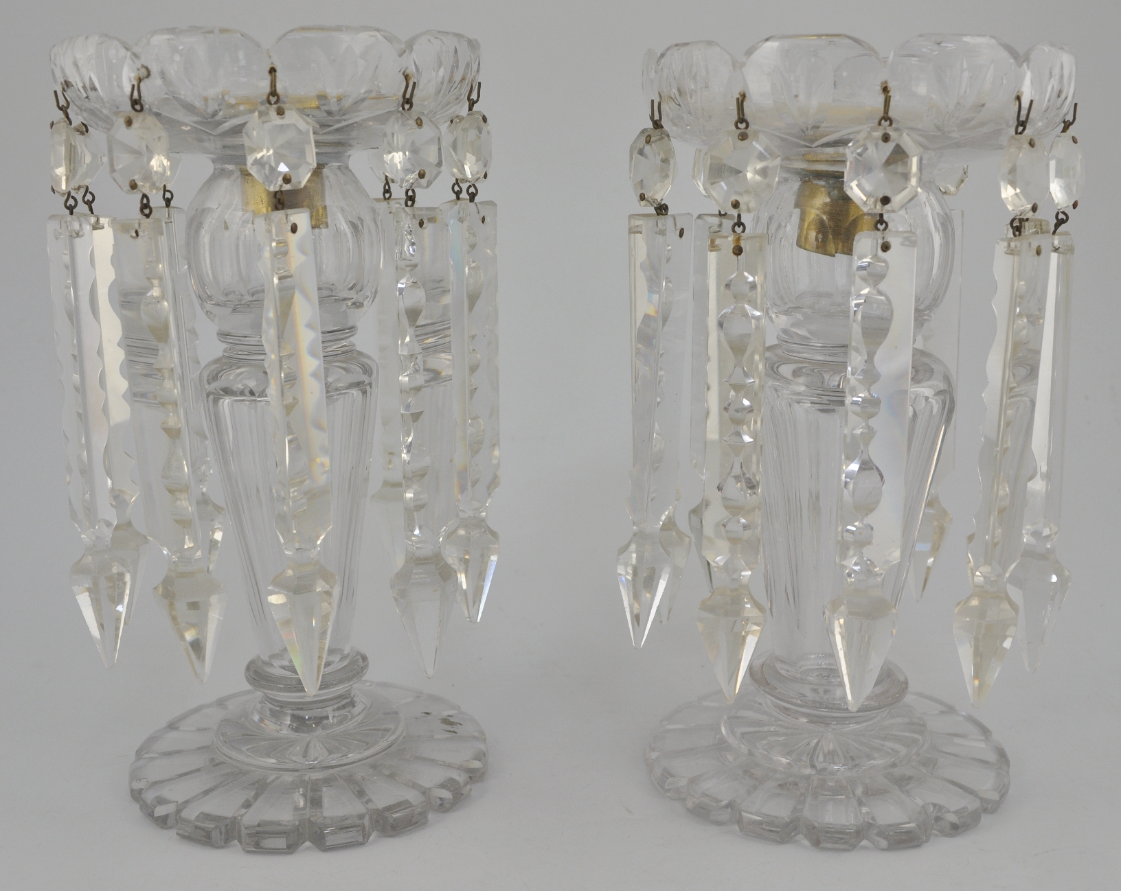 A pair of cut glass lustres,