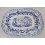 Staffordshire porcelain printware meat plate, Vingette pattern, width 50cm.