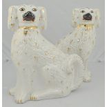 A pair of Staffordshire pottery models, King Charles Spaniels, 32cm.