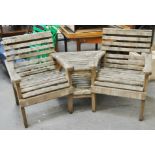 A two seat garden bench, slatted wood, 183cm, curved.