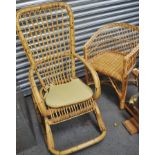 Cane rocking chair, and another cane chair, (2).