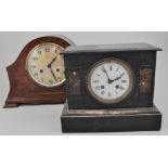 A Victorian slate mantel clock, 22cm, cylinder movement, striking on a bell,