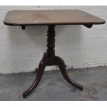 A Victorian mahogany tripod table, tilt top, turned column, (a.f), 80cm.