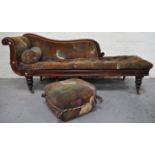 A Victorian rosewood framed chaise longue, 200cm.