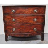 George IV mahogany bowfront chest of drawers, crossbanded and with ebony stringing,