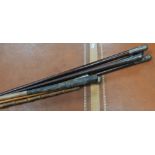 Malacca walking cane, white metal mount, length 88cm, (a.f.)., other canes and swagger sticks.