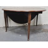 Oak gateleg dining table, 20th Century, oval top, barley twist legs, width 98cms.