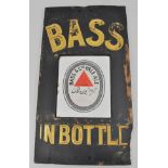 Original early 20th century Bass in Bottle Beer Brewery sign, Slate with enamel tile. 51x28cm.
