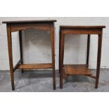 An oak parquetry inlaid side table, 51cm, and another oak side table, (2).