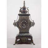 Victorian slate and marble mantel clock, shaped case with gilt brass mounts,