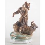 Zsolnay model, Fighting Bears, height 31cms.