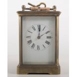 French brass cased repeating carriage clock, height 15cm.