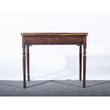 Victorian mahogany fold-over tea table, rectangular top, fitted with and drawers,