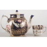 Victorian teaset, ironstone red and blue.
