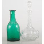 Pair of Victorian mallet shaped decanters with stoppers, height 26cm,