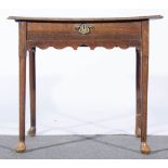 Late Georgian oak side table, rectangular top with rounded corners and moulded edge, frieze drawer,