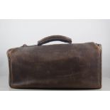 Leather Gladstone bag, length 45cm, and an oak watch stand, (2).