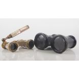 Pair of French opera glasses and a pair of field glasses,