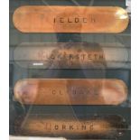 Four engraved copper title plaques, from a Railway Convalescent Home 'Fieldar', 'Bickersteth',