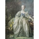 After Boucher portrait, colour print on canvas, 74cm x 54cm.