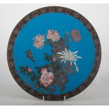 Chinese cloisonne dished circular plaque,