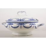 A collection of blue and white transfer printed table ware.