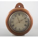 Victorian mahogany cased wall clock, diameter 22cm, white enamel dial with Roman numerals,