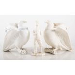 Two similar Royal Worcester porcelain posy vases, each designed as a dove,