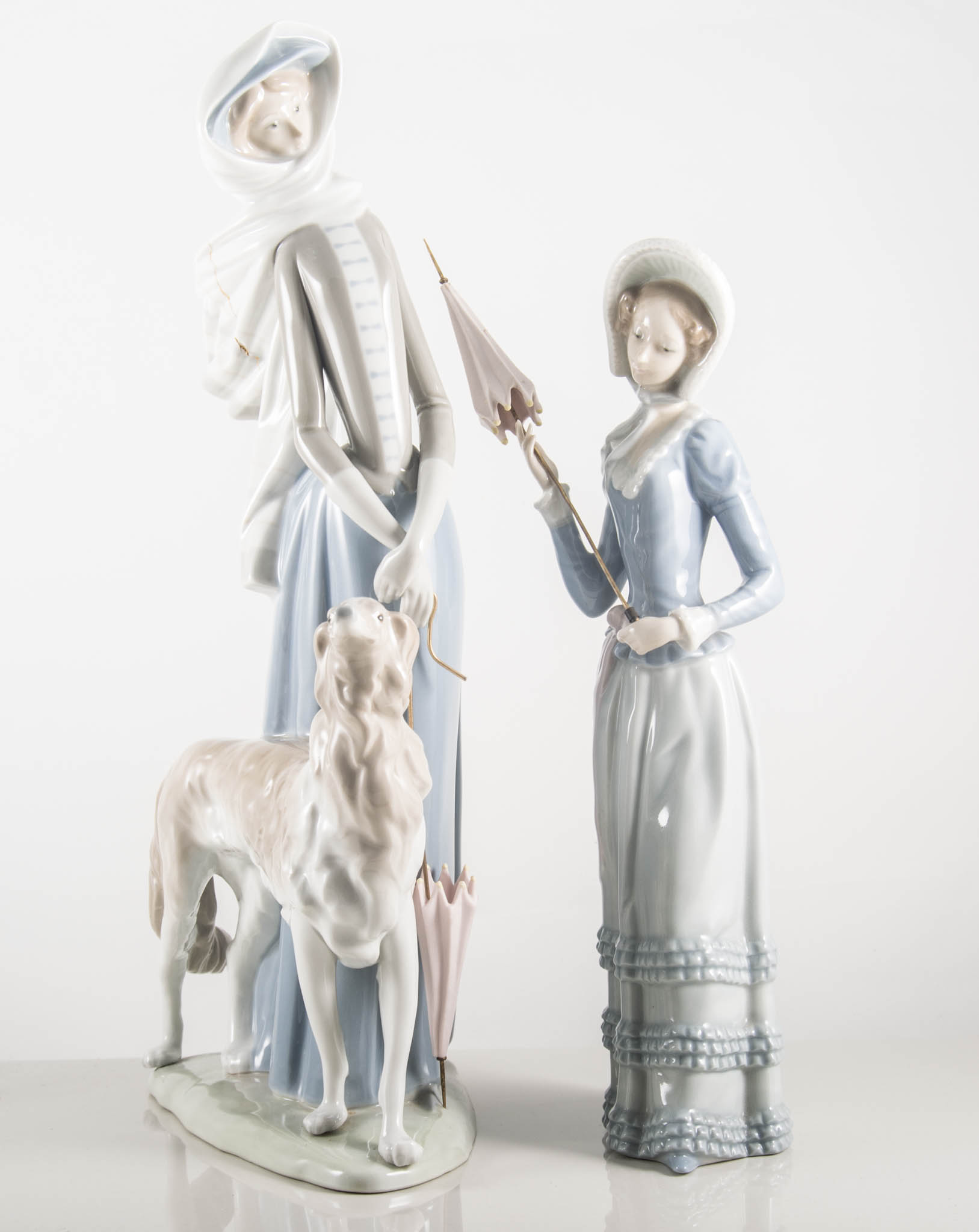 Two Lladro figures, Lady and an Afghan hound, height 40cm,