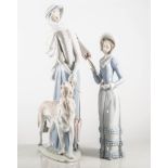 Two Lladro figures, Lady and an Afghan hound, height 40cm,
