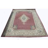 Large Khayyam carpet, pink and cream ground, floral medallion and borders,