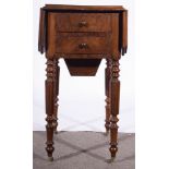 Mahogany drop-leaf side table, quarter veneered top and sides,