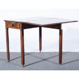 Victorian mahogany card table, rectangular fold-over top with a moulded edge, two frieze drawers,